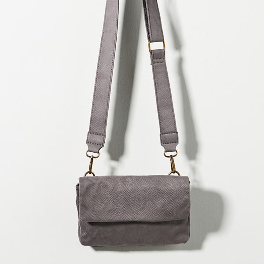 Gray Crossbody Bag with Adjustable Strap
